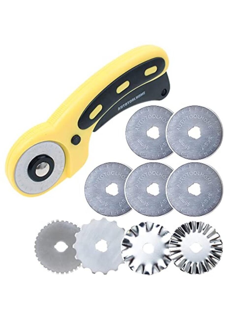 45mm Rotary Cutter for Fabric with 9 Pack Replacement Rotary Blades Paper Cutter